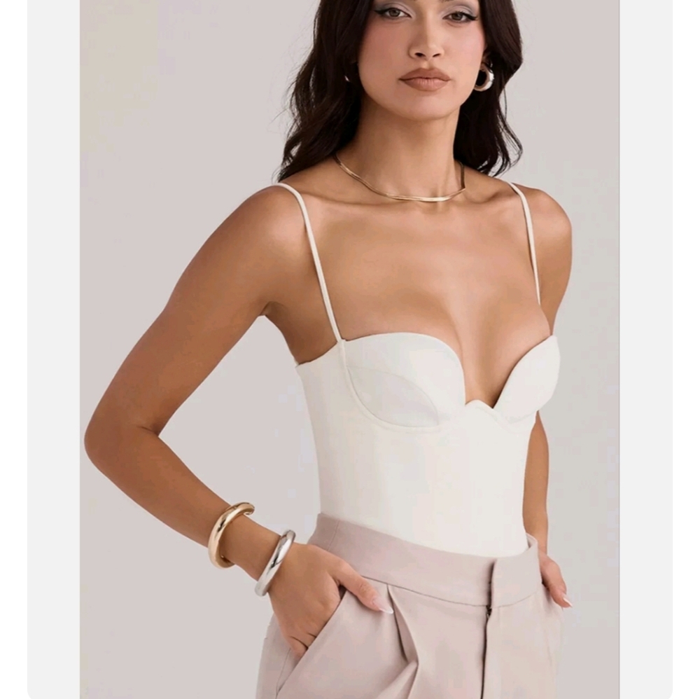 house of cb Avery Bodysuit Size Small Ivory NWOT